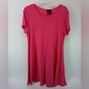 NB New Directions Pink T-Shirt Dress Short Sleeve L Rayon Spandex Polyester